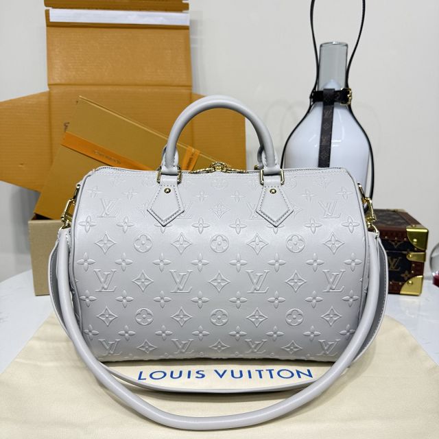 Louis vuitton original calfskin speedy soft 30 handbag M25670 grey