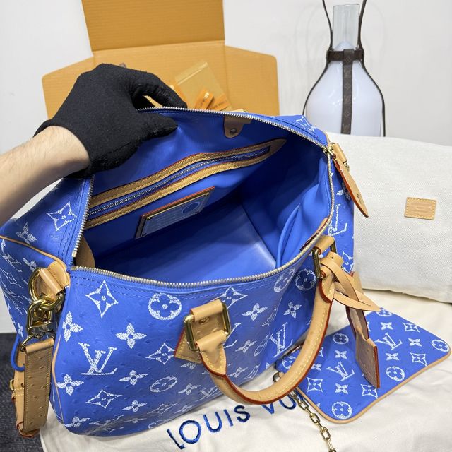 Louis vuitton original ostrich calfskin speedy P9 40 N87523 blue