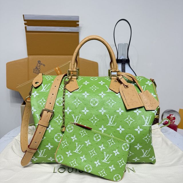 Louis vuitton original ostrich calfskin speedy P9 40 N87523 green