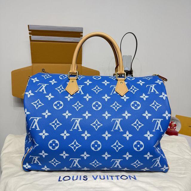Louis vuitton original soft calfskin speedy P9 50 M11565 blue