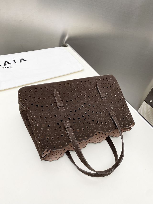 Alaia original nubuck calfskin mina 28 bag AL0002 dark brown