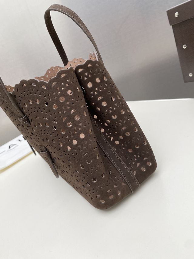 Alaia original nubuck calfskin mina 28 bag AL0002 dark brown