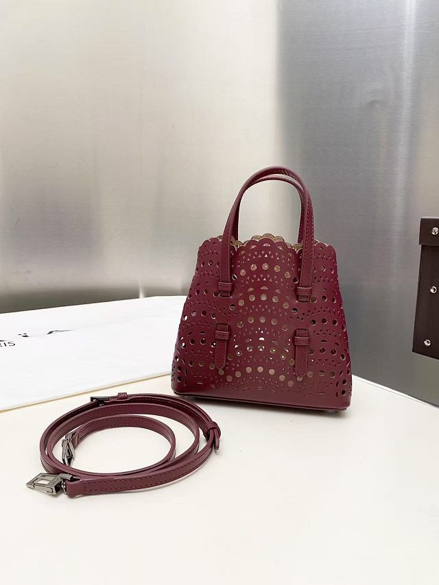 Alaia original vienne wave calfskin mina 16 bag AL0005 bordeaux