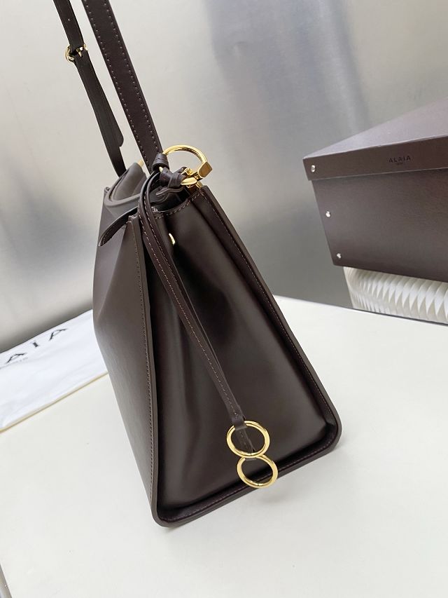 Alaia original calfskin le click medium square bag AL0018 dark brown