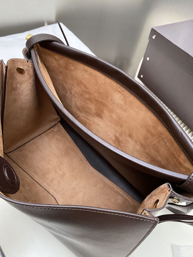 Alaia original calfskin le click medium square bag AL0018 dark brown