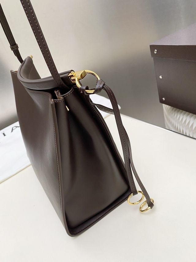 Alaia original calfskin le click small square bag AL0017 dark brown