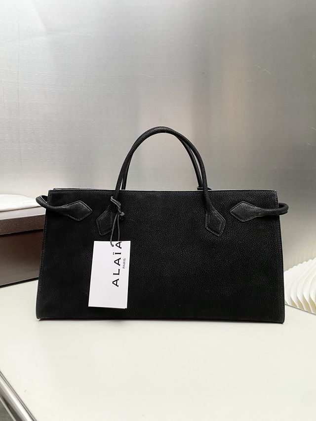 Alaia original nubuck calfskin large le teckel tote bag AL0015 black
