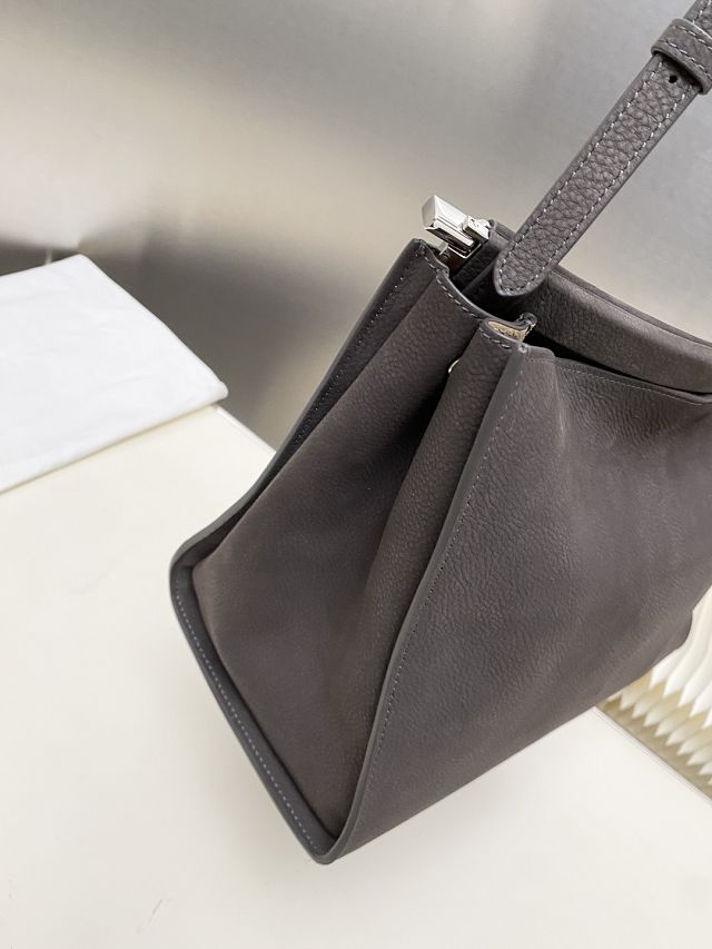 Alaia original nubuck calfskin le click medium square bag AL0018 grey