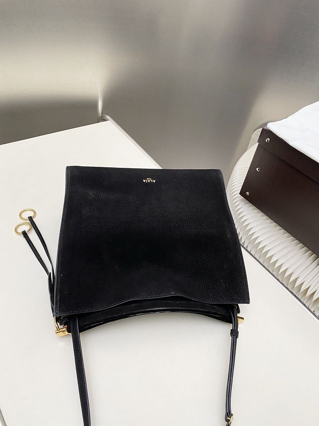 Alaia original nubuck calfskin le click small square bag AL0017 black
