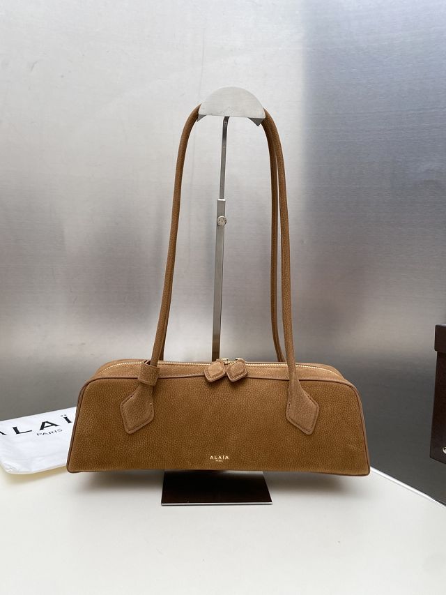 Alaia original nubuck calfskin le teckel medium bag AL0024 brown
