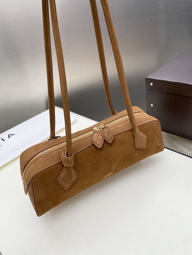 Alaia original nubuck calfskin le teckel medium bag AL0024 brown