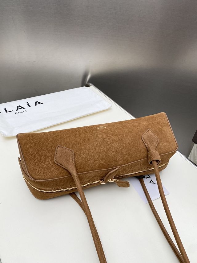 Alaia original nubuck calfskin le teckel medium bag AL0024 brown
