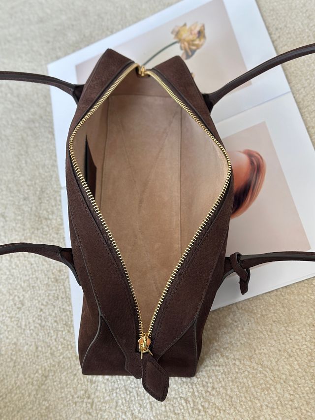 Alaia original nubuck calfskin le teckel medium bag AL0024 dark brown