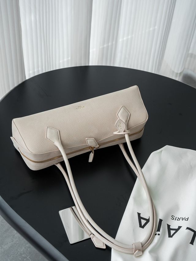 Alaia original nubuck calfskin le teckel medium bag AL0024 ivory