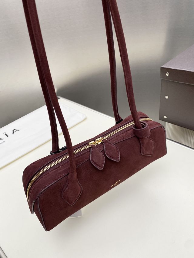 Alaia original nubuck calfskin le teckel small bag AL0023 bordeaux