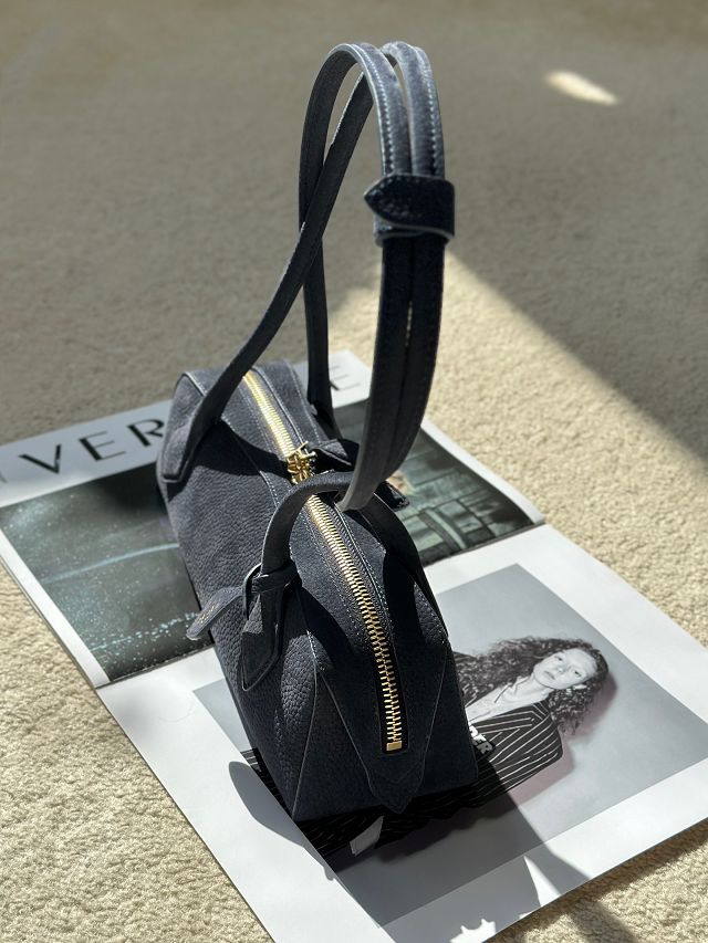 Alaia original nubuck calfskin le teckel small bag AL0023 navy blue