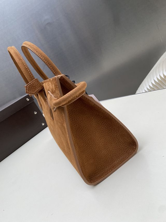 Alaia original nubuck calfskin medium le teckel tote bag AL0016 brown