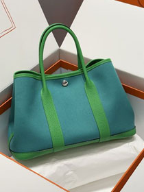 Hermes original canvas medium garden party 30 bag HG0031 vert jade&bamboo