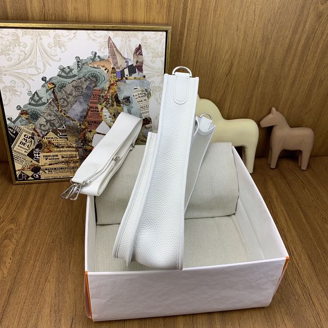 Hermes original canvas evelyne pm shoulder bag E29 white