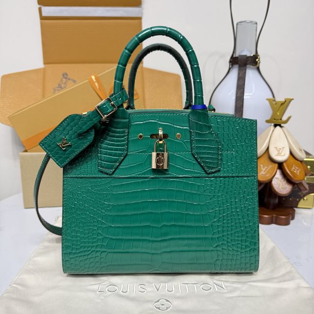 Louis vuitton original crocodile calfskin city steamer mini bag M95846 green