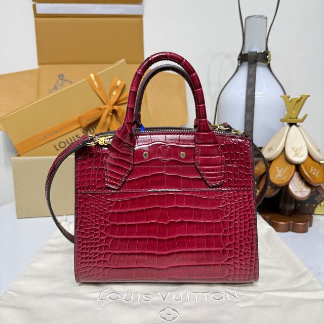 Louis vuitton original crocodile calfskin city steamer mini bag M95846 red