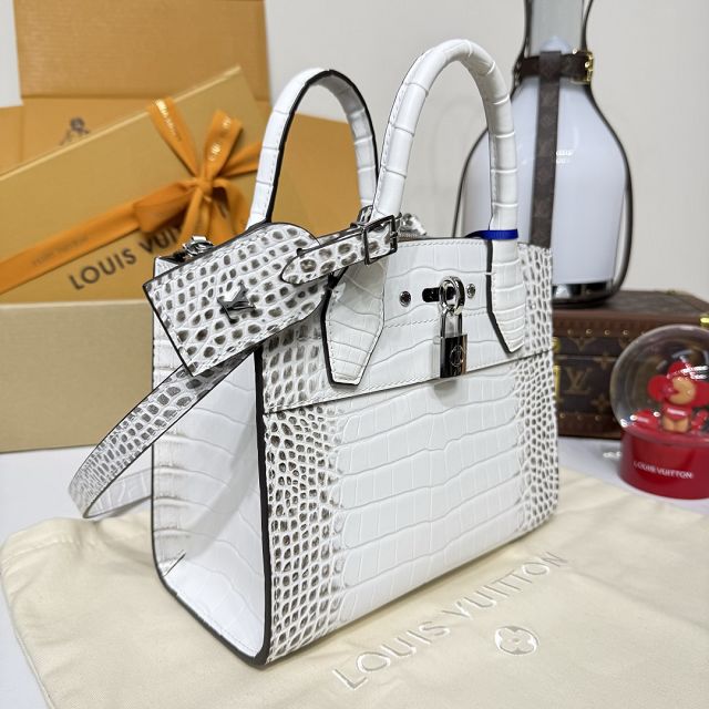 Louis vuitton original crocodile calfskin city steamer mini bag M95846 white