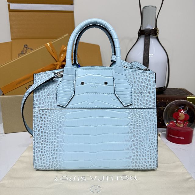 Louis vuitton original crocodile calfskin city steamer mm bag M84672 blue