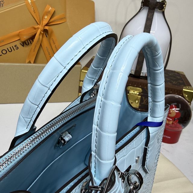 Louis vuitton original crocodile calfskin city steamer mm bag M84672 blue
