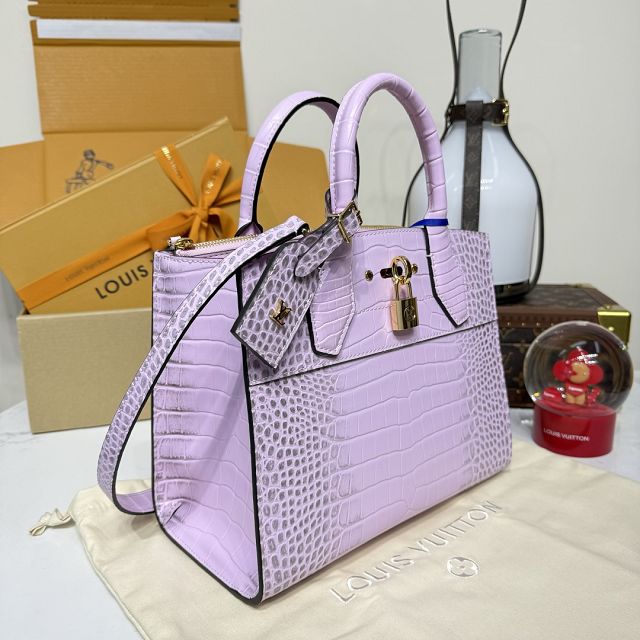 Louis vuitton original crocodile calfskin city steamer mm bag M84672 pink