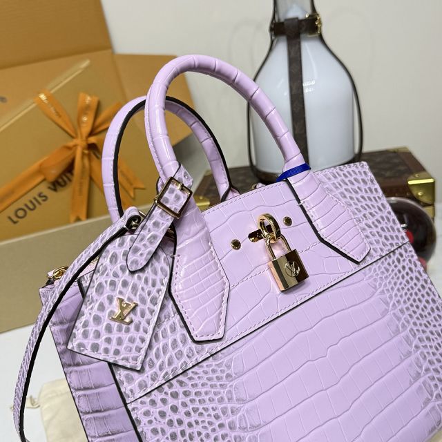 Louis vuitton original crocodile calfskin city steamer mm bag M84672 pink