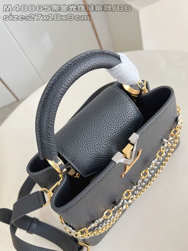 Louis vuitton original calfskin capucines BB handbag M26814 black