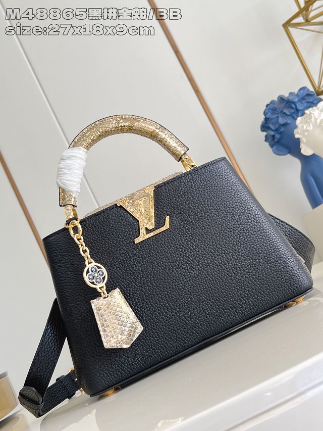 Louis vuitton original calfskin capucines BB handbag N89369 black