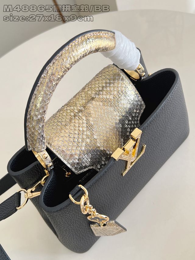 Louis vuitton original calfskin capucines BB handbag N89369 black