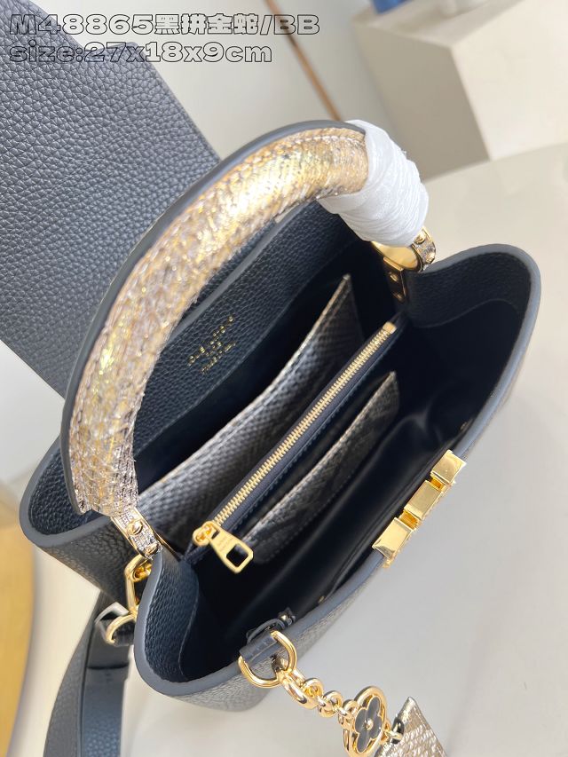 Louis vuitton original calfskin capucines BB handbag N89369 black