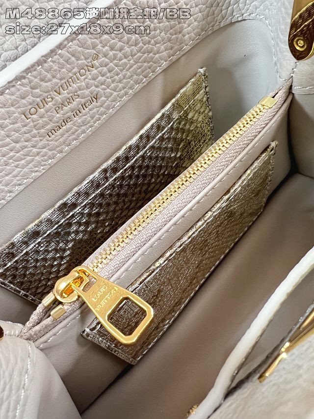 Louis vuitton original calfskin capucines BB handbag N89369 grey