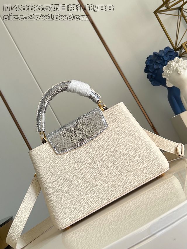Louis vuitton original calfskin capucines BB handbag N89369 white