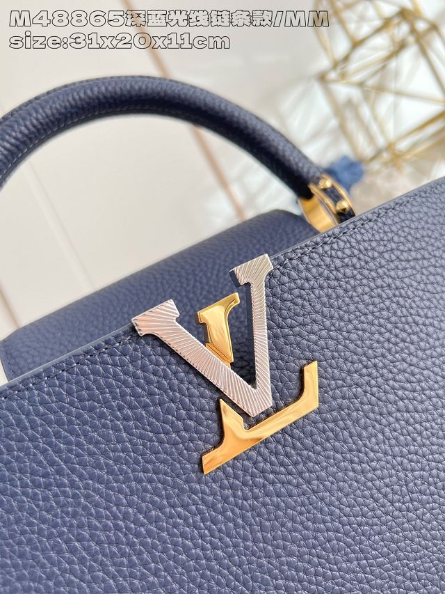 Louis vuitton original calfskin capucines MM handbag M27035 blue