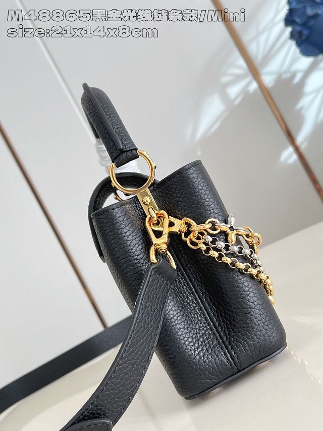 Louis vuitton original calfskin capucines mini handbag M26351 black