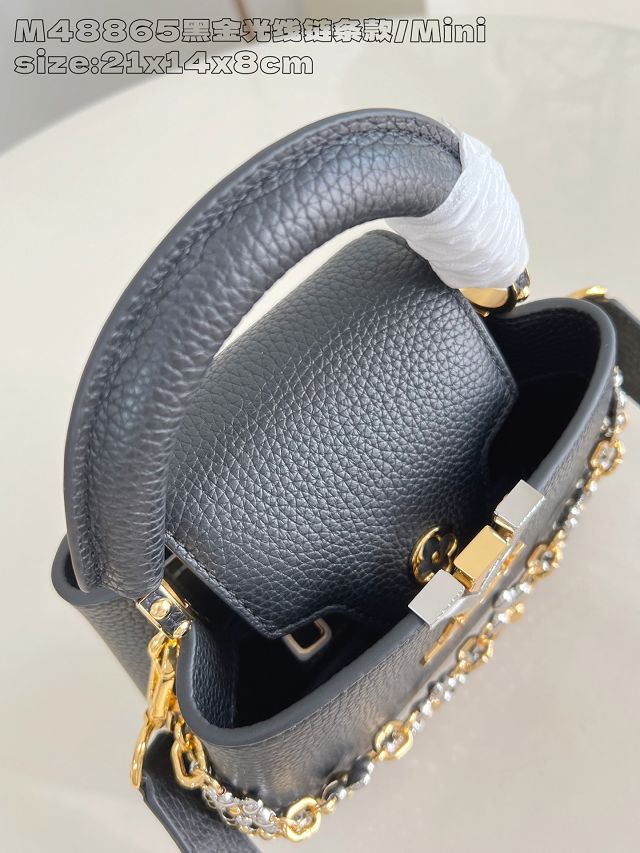 Louis vuitton original calfskin capucines mini handbag M26351 black