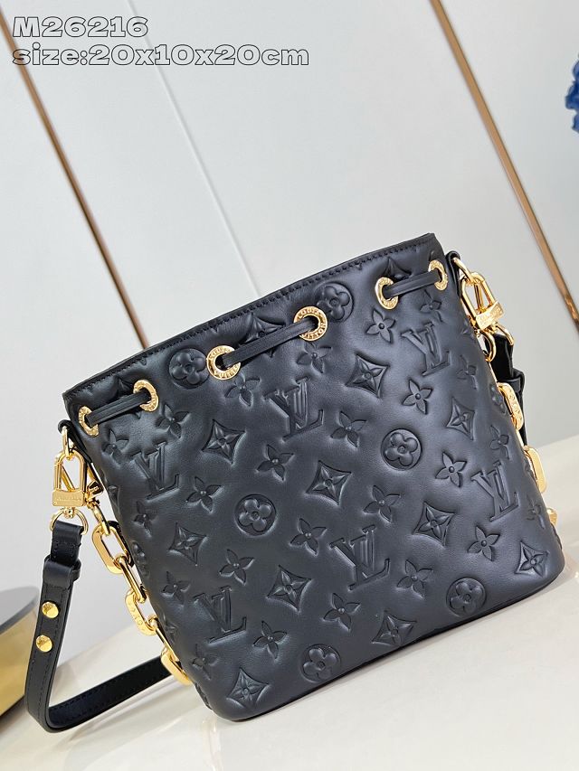 Louis vuitton original calfskin coussin bucket M26216 black