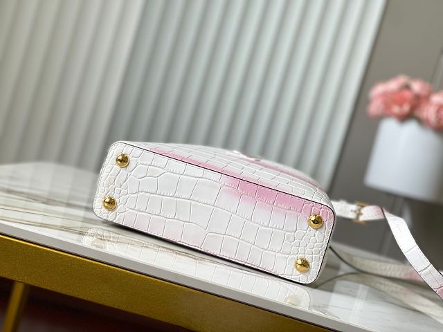 Louis vuitton original crocodile calfskin capucines BB handbag N93163 white&pink