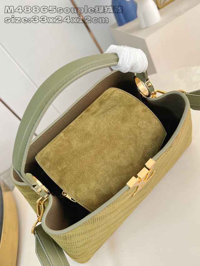 Louis vuitton original suede calfskin capucines MM souple M25485 green