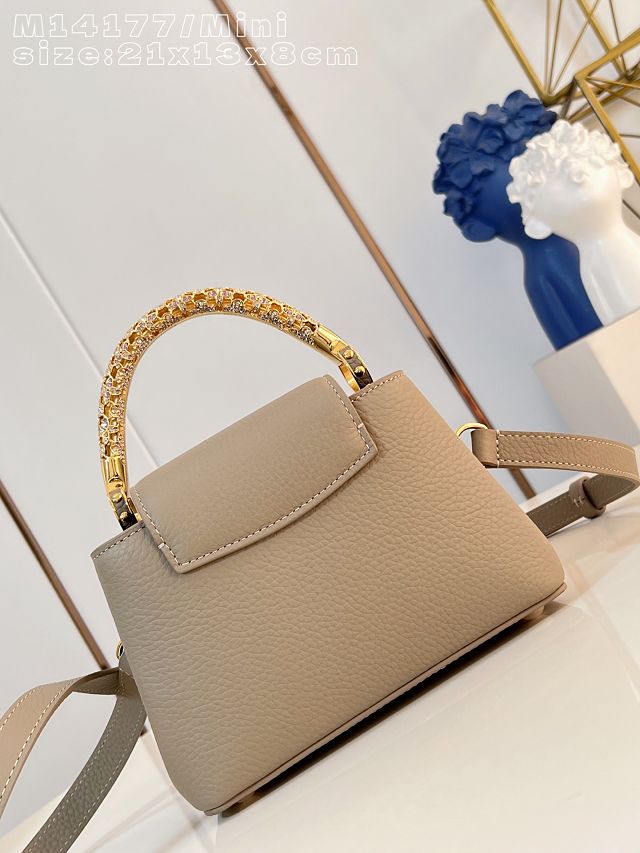 Louis vuitton original calfskin capucines mini handbag M13737 grey