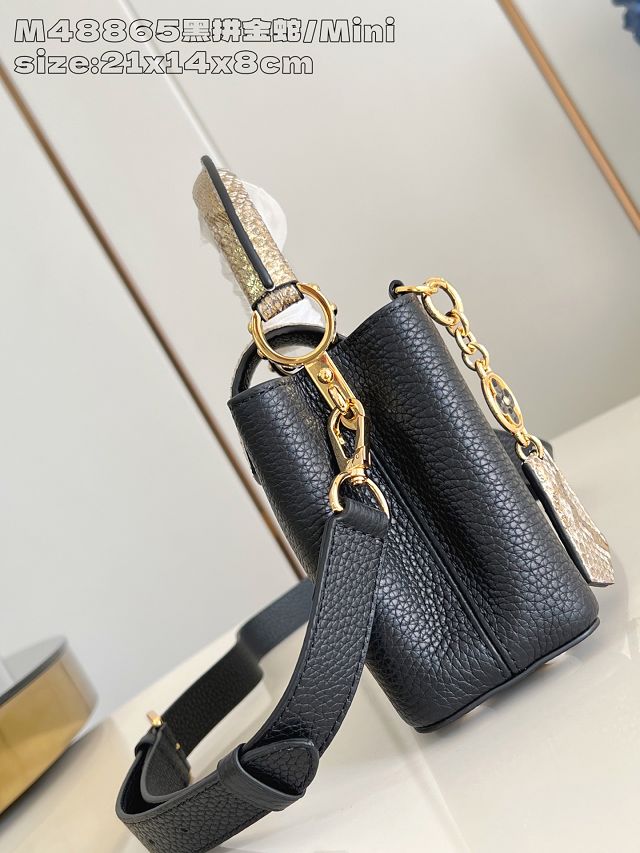 Louis vuitton original calfskin capucines mini handbag N85517 black
