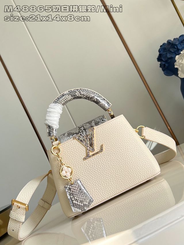 Louis vuitton original calfskin capucines mini handbag N85517 creme