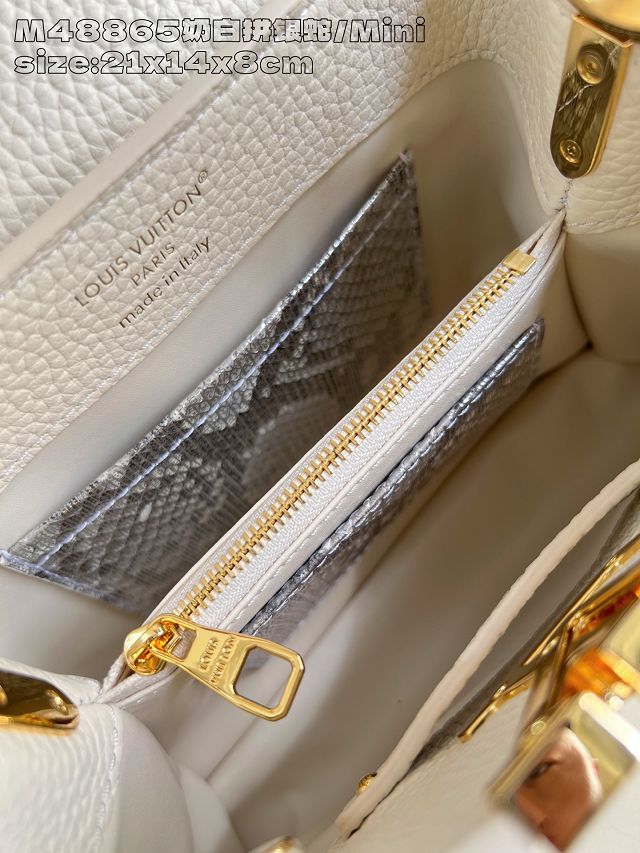 Louis vuitton original calfskin capucines mini handbag N85517 creme