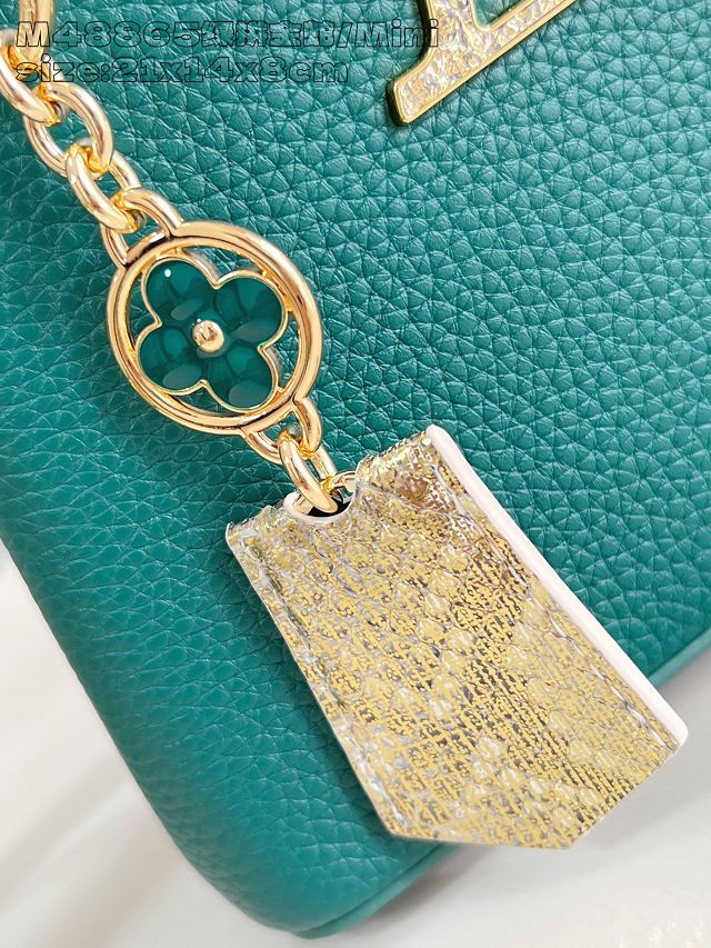 Louis vuitton original calfskin capucines mini handbag N85517 green