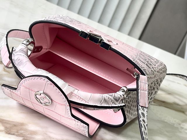 Louis vuitton original crocodile calfskin capucines mini handbag N93161 pink