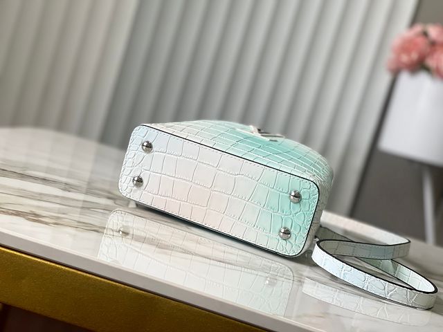 Louis vuitton original crocodile calfskin capucines mini handbag N93161 white&blue