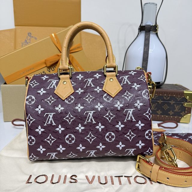 Louis vuitton original ostrich calfskin speedy P9 25 N13912 burgundy